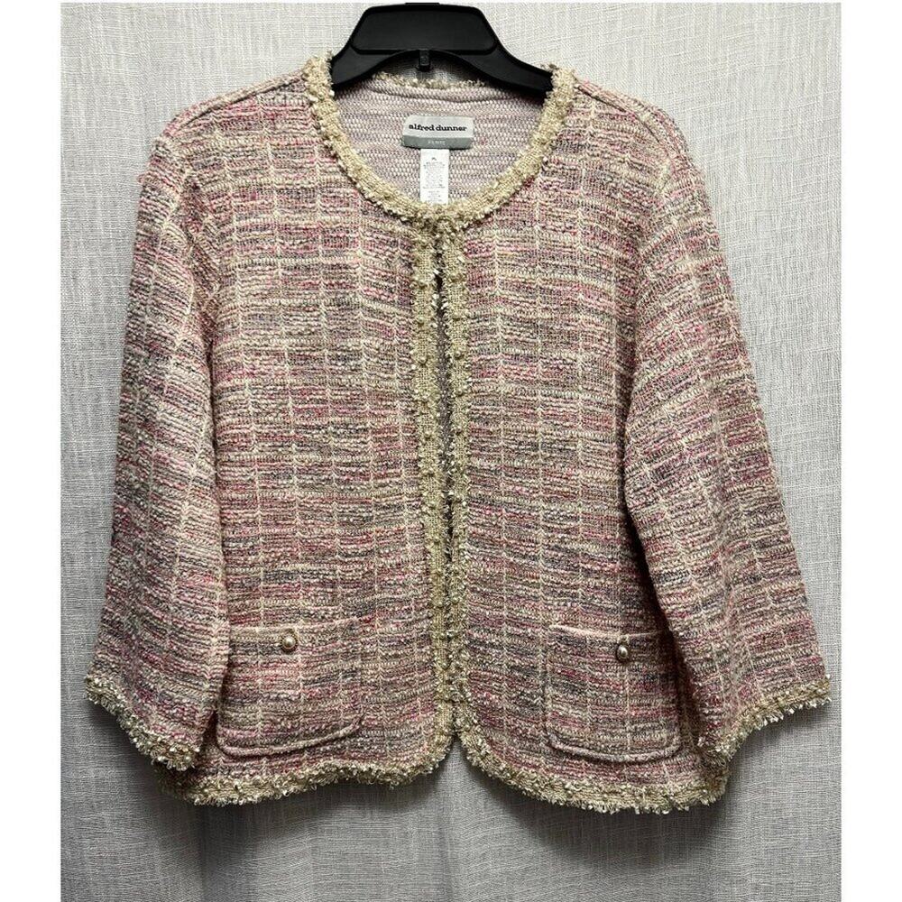 Alfred Dunner Tweed Blazer Size Petite L Classic Romantic Feminine